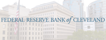 "Federal Reserve Bank of Cleveland" over a faded image of the Federal Reserve Bank of Cleveland building.